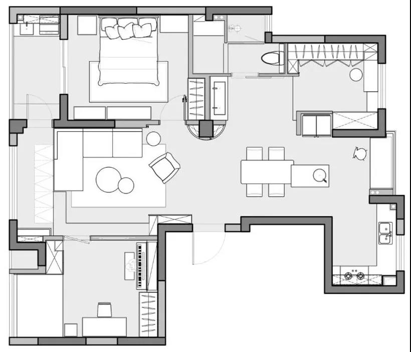 新宅巧設計，小3房「暗色變奏曲」完美詮釋less is more 