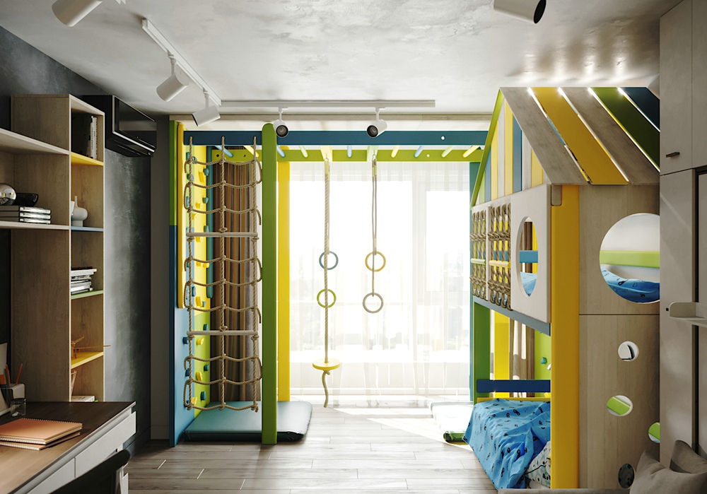 海歸夫妻“亂裝”學(xué)區(qū)房，混搭工業(yè)風(fēng)暗藏兒童游樂園