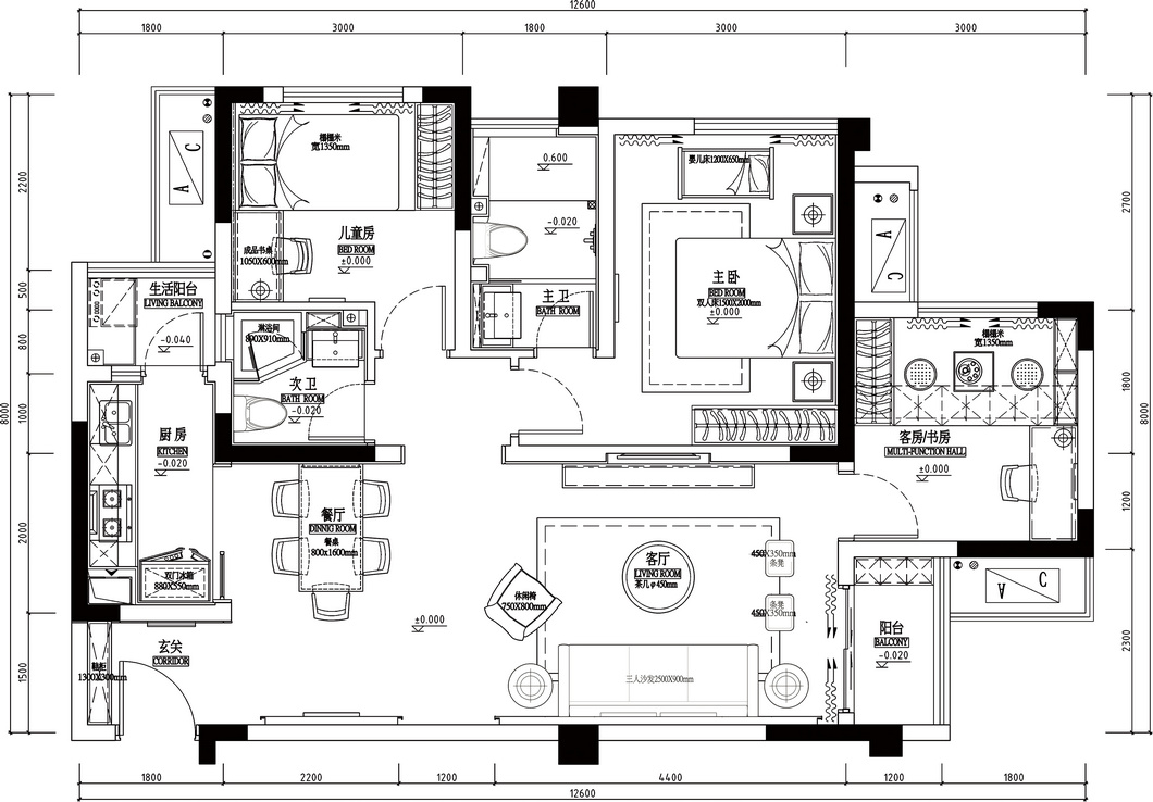 四口之家132㎡[擴(kuò)容術(shù)]，拆掉玄關(guān)墻，憋屈客廳豁然開朗！