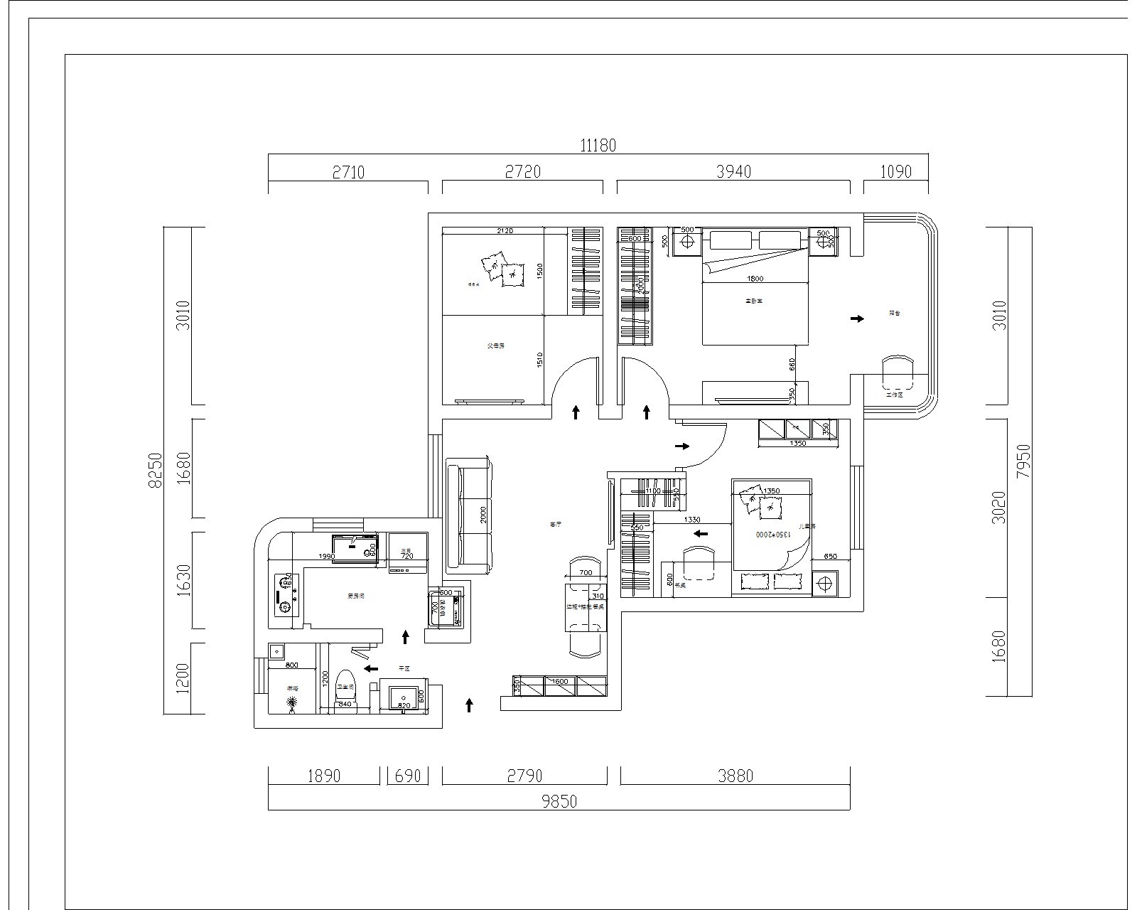 設(shè)計(jì)師教您簡化動(dòng)線，70㎡兩居讓三口之家活動(dòng)更便捷
