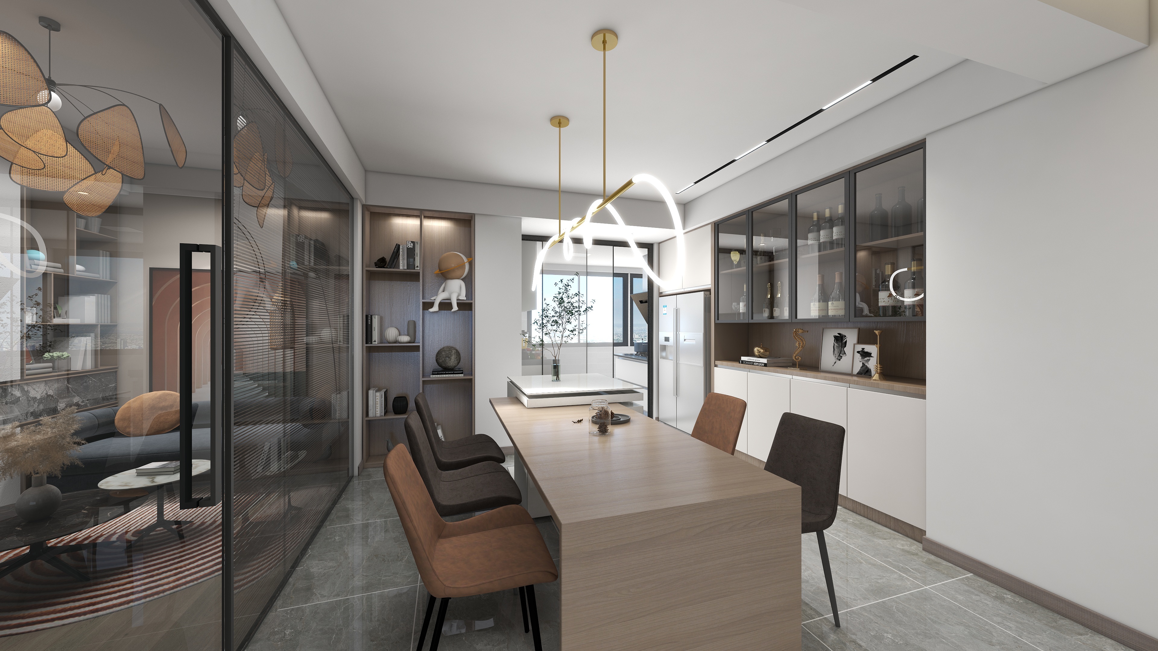 木制腔調與大理石碰撞，80㎡兩居散發知性氣質