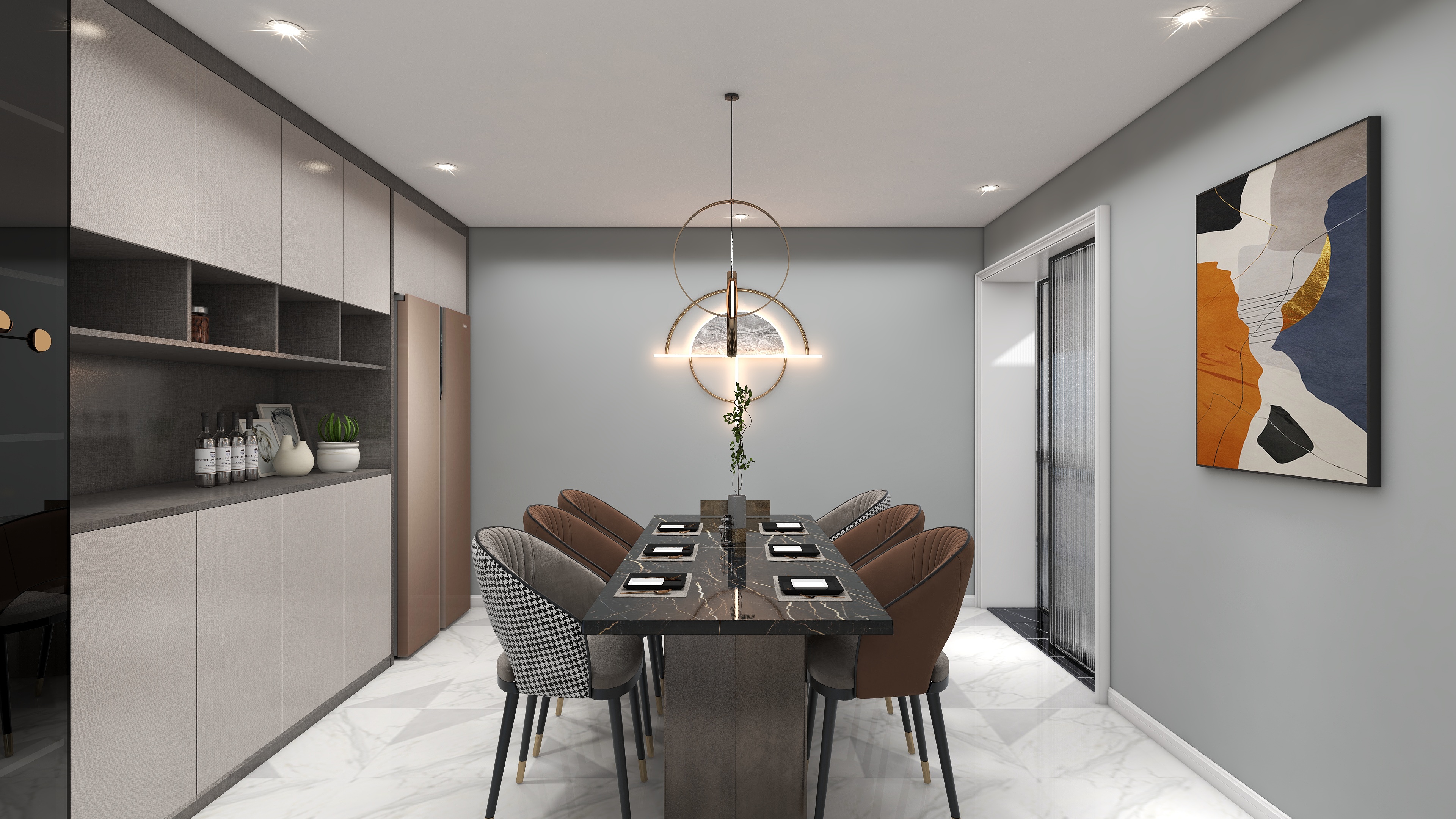 170平大三居，黑灰輕奢結(jié)合莫蘭迪色系，穩(wěn)重不失潮流