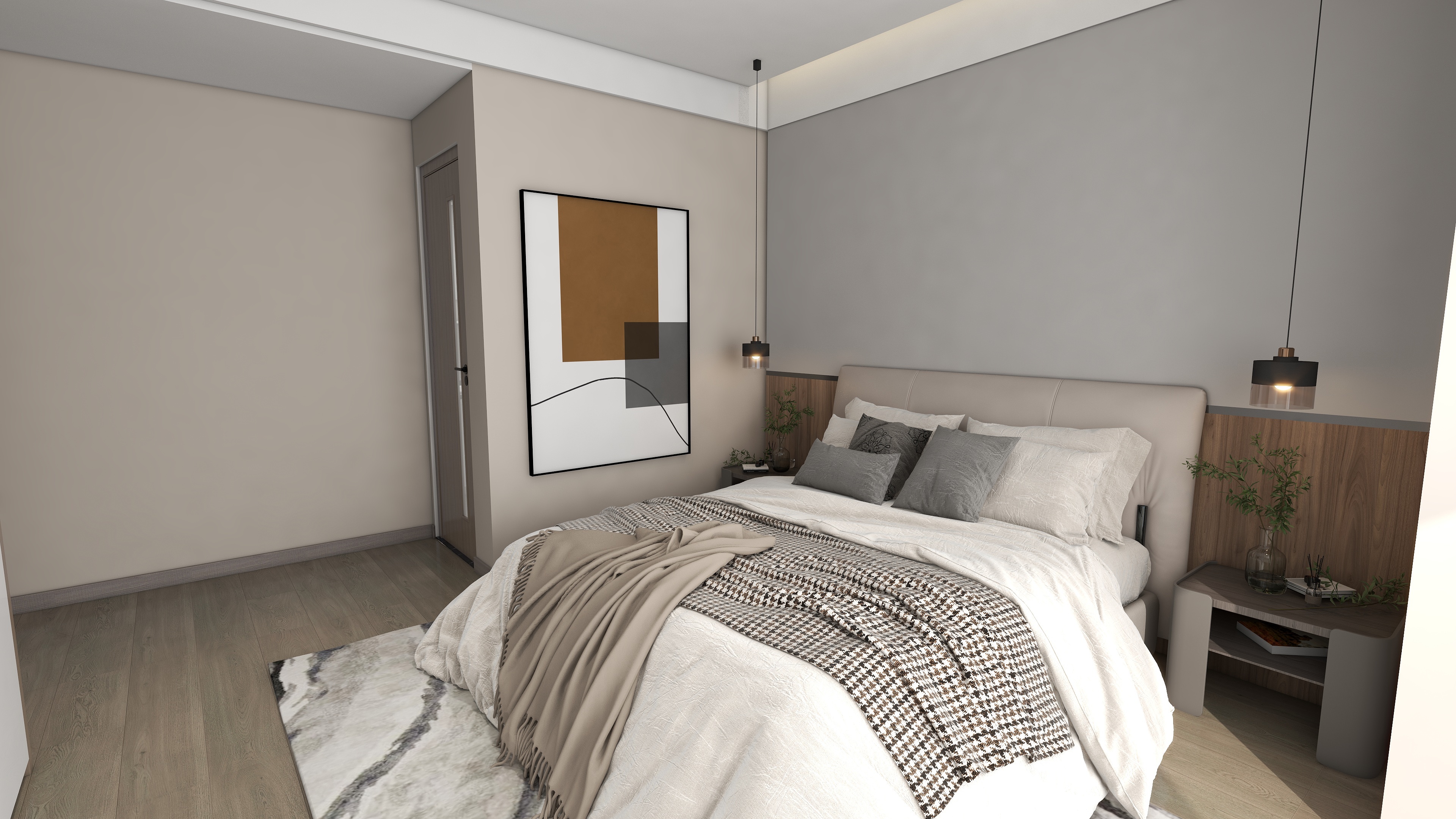 木制腔調與大理石碰撞，80㎡兩居散發知性氣質