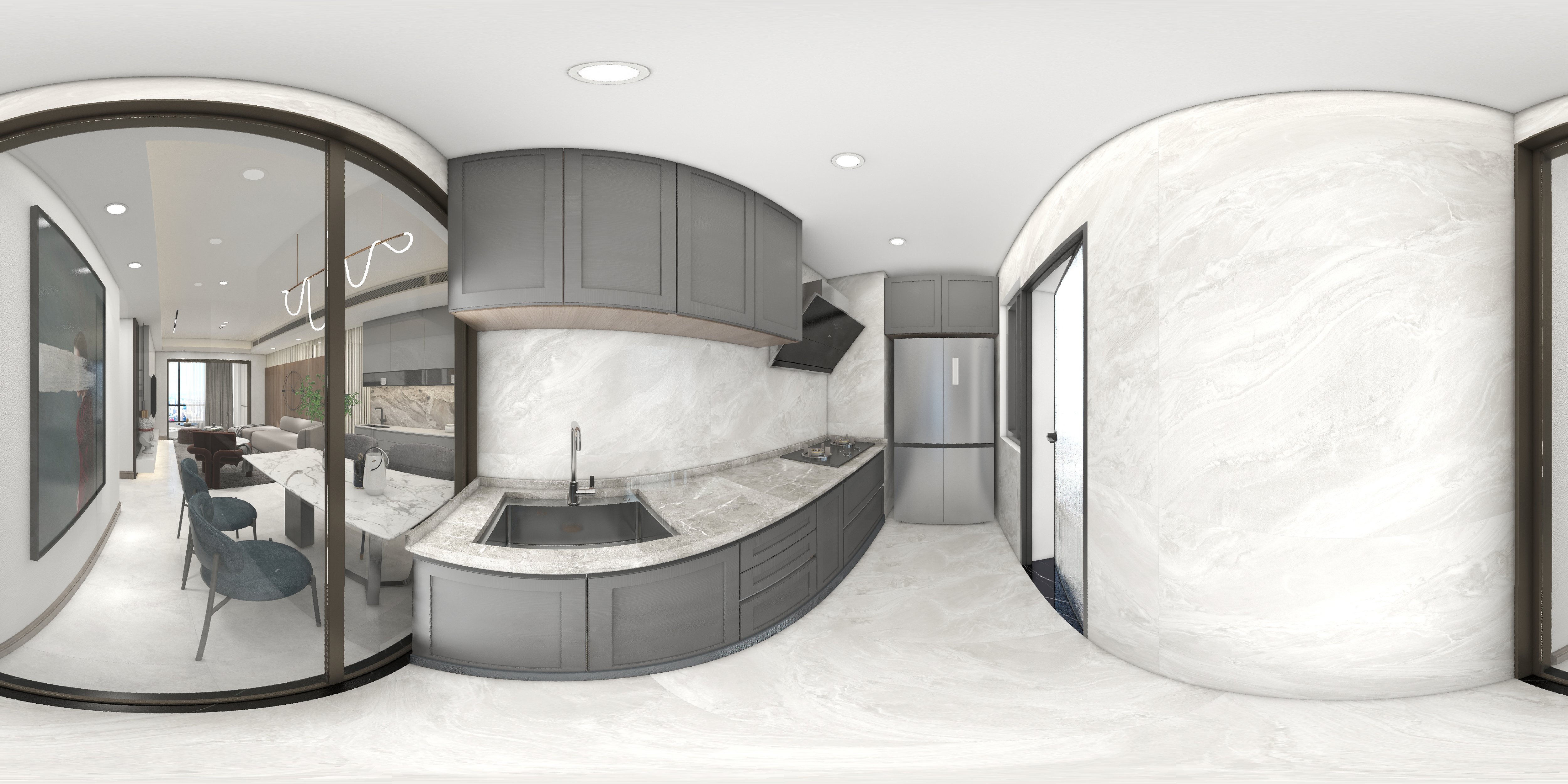 高級大理石紋理，勾勒黑白灰大宅風范