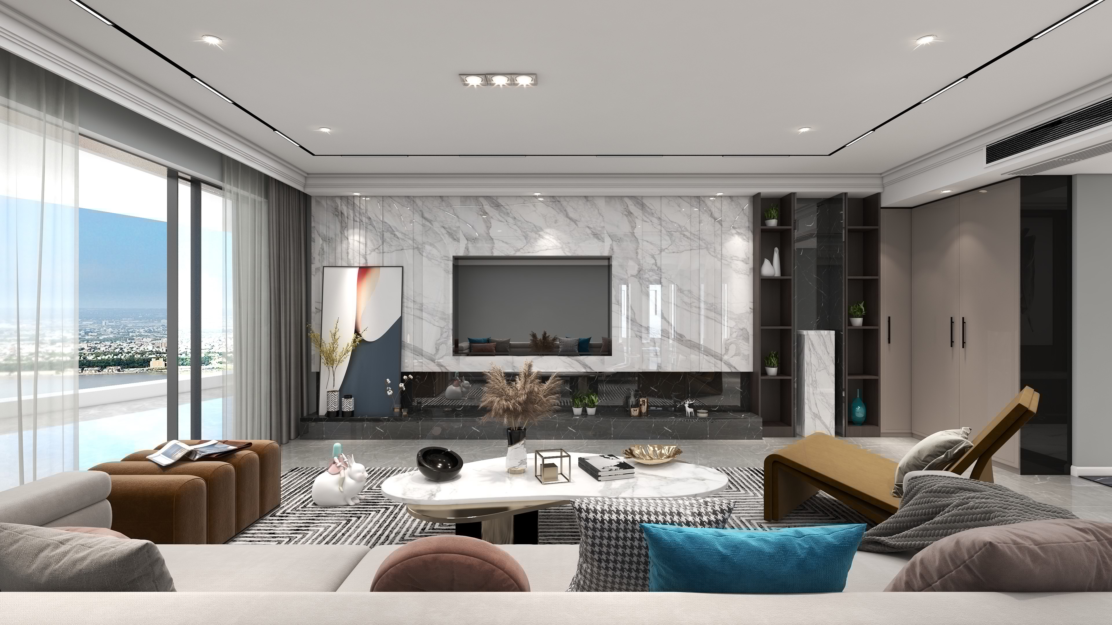 170平大三居，黑灰輕奢結(jié)合莫蘭迪色系，穩(wěn)重不失潮流