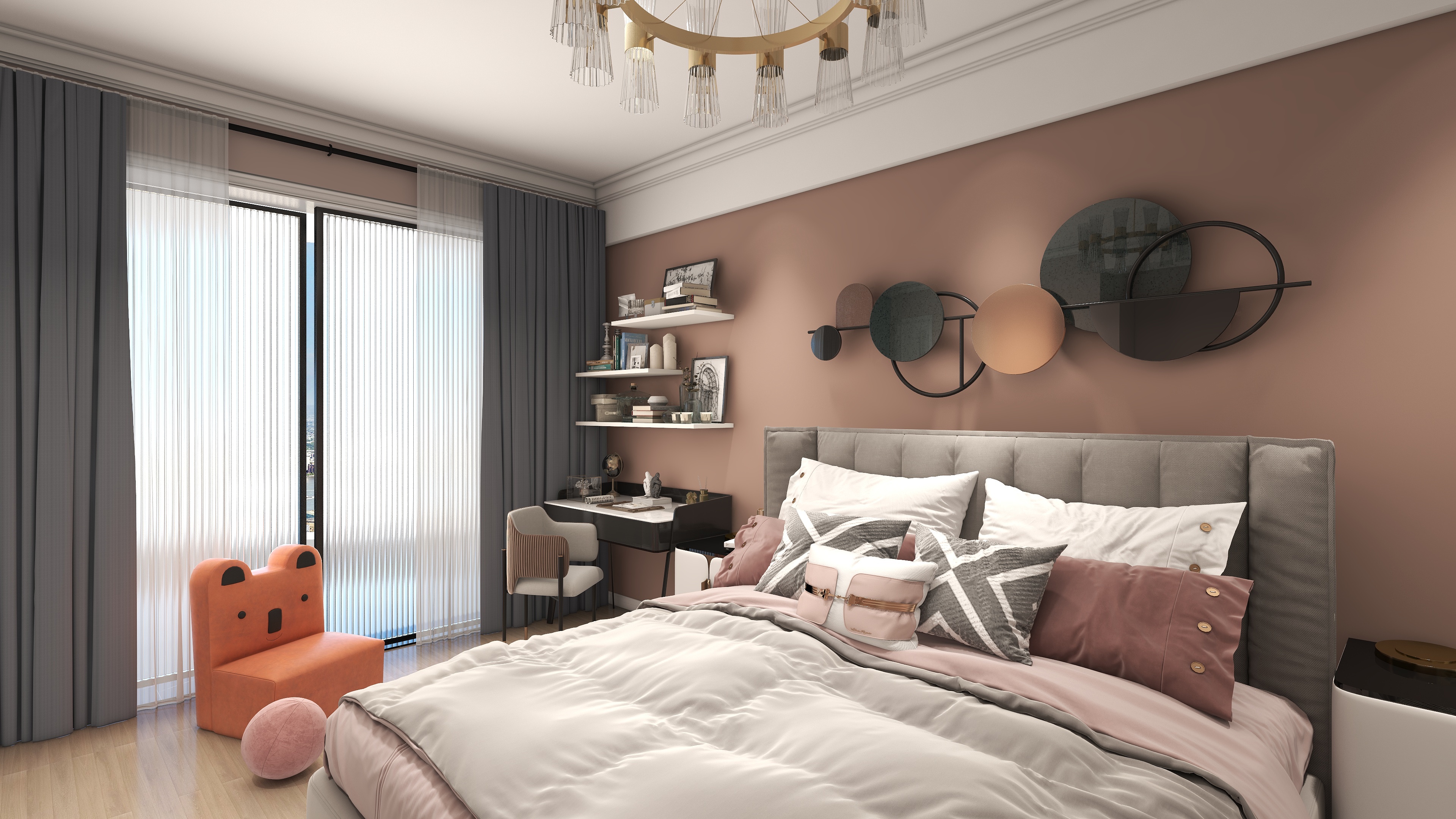 170平大三居，黑灰輕奢結(jié)合莫蘭迪色系，穩(wěn)重不失潮流