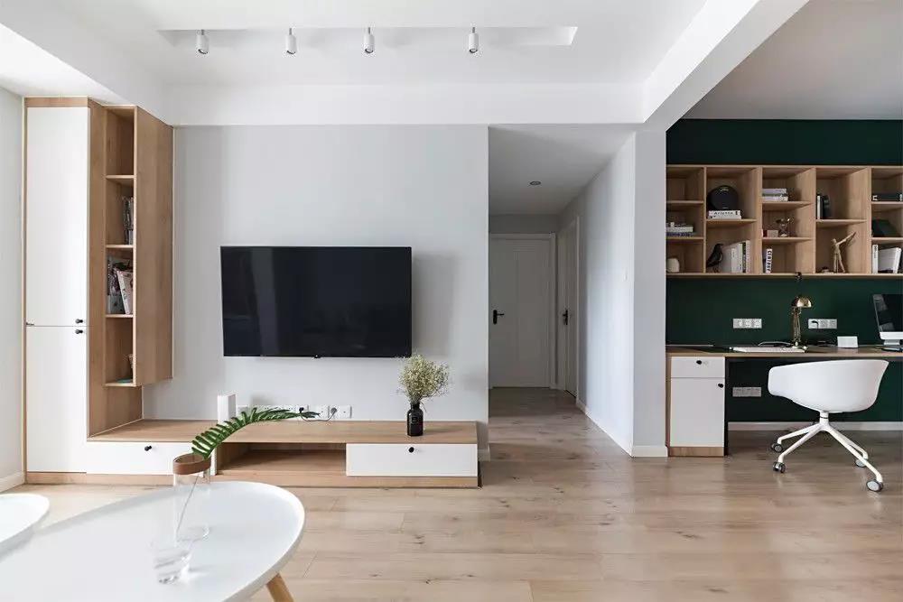 成都夫妻92㎡打造MUJI風，景觀廚房+客廳書房，超實用