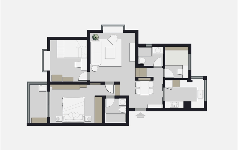 餐廳背景作入戶端景，這套100㎡溫馨北歐3居室，進(jìn)門就美翻了！