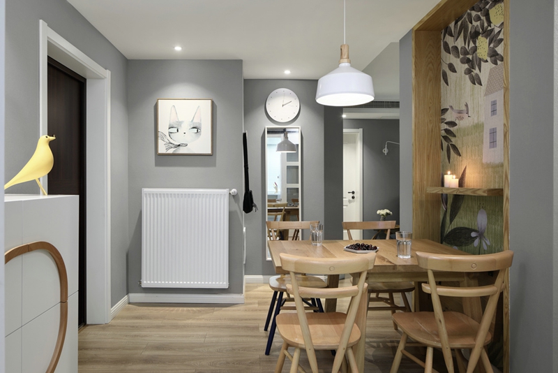 餐廳背景作入戶端景，這套100㎡溫馨北歐3居室，進(jìn)門就美翻了！